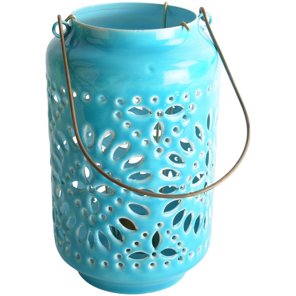 Moroccan Cut-Out Lantern Turquoise