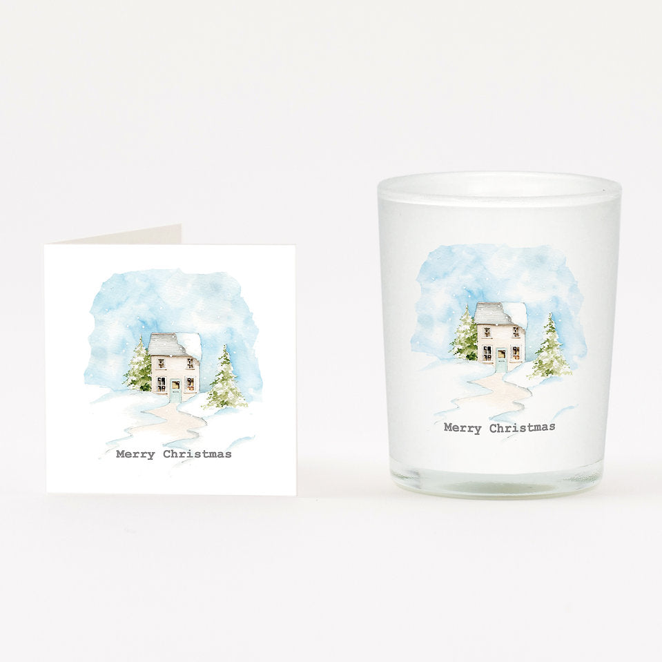 Christmas Cottage Boxed Candle & Card