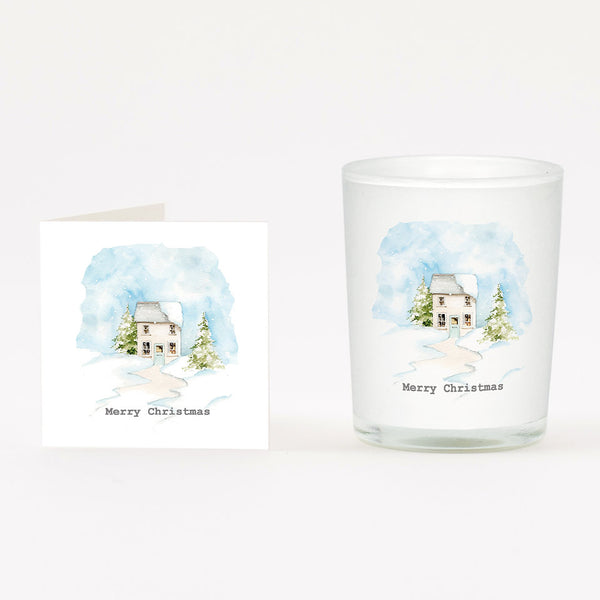 Christmas Cottage Boxed Candle & Card