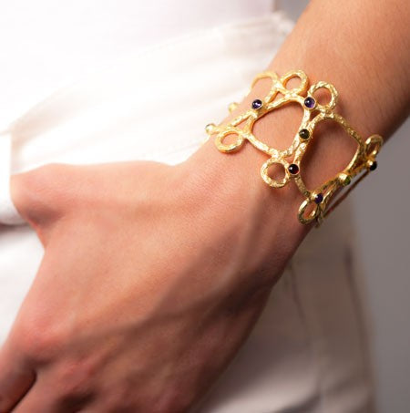 Silver Semi-Precious Sculptural Cuff