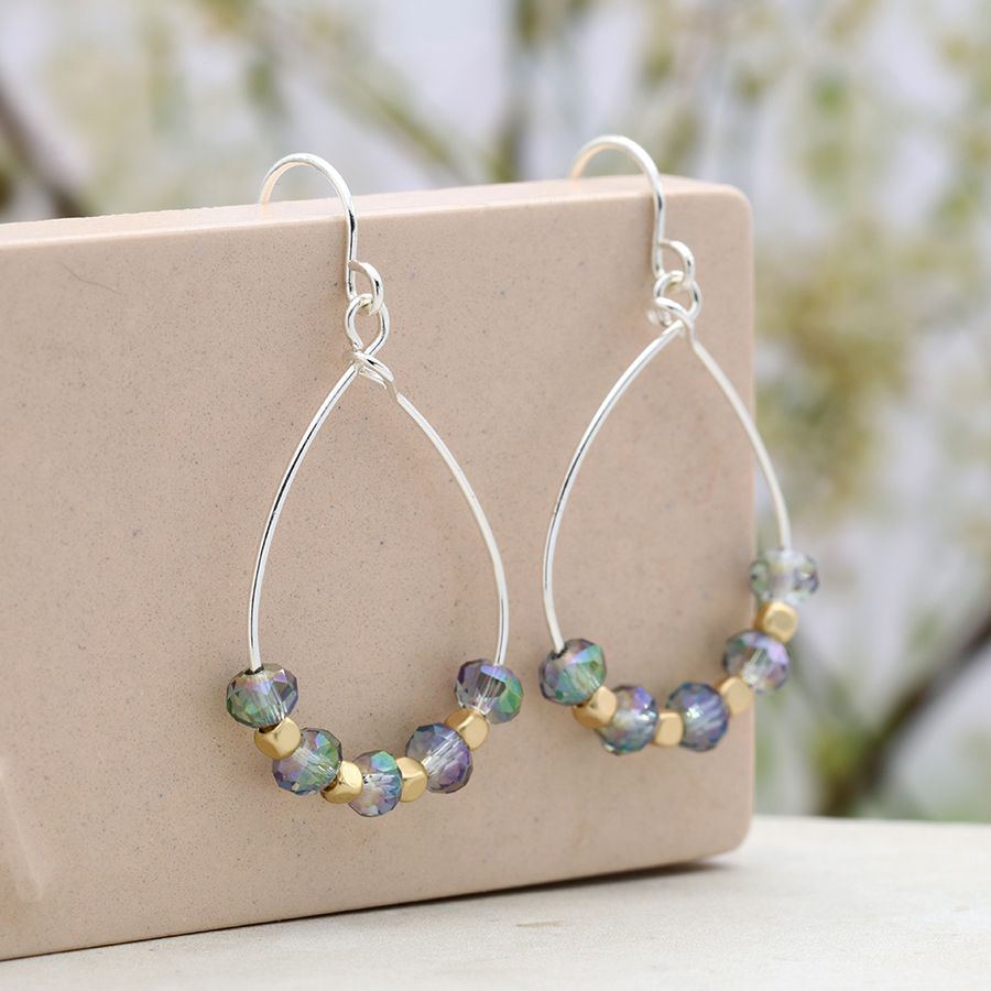 Silver Plated Teardrop Beaded Earrings