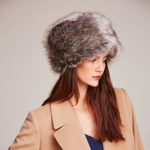 Truffle Faux Fur Pillbox Hat