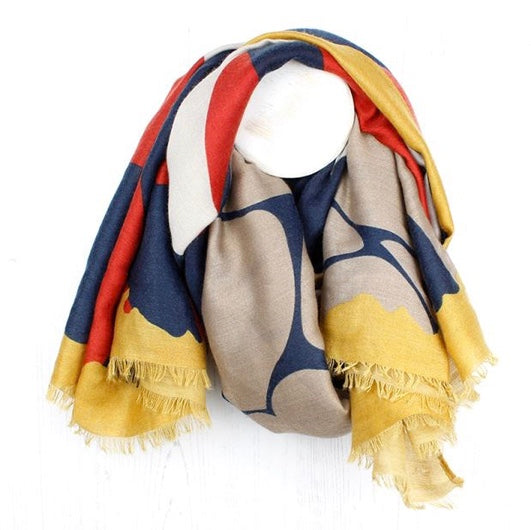 Blue and mustard scarf deals