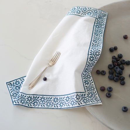 Sapphire Cotton Hand Block Print Napkins