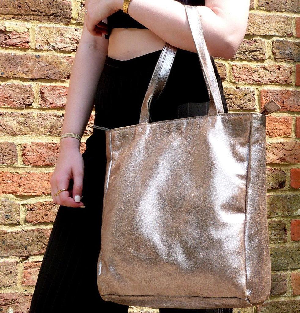 Tote Bag Metallic Light Gold