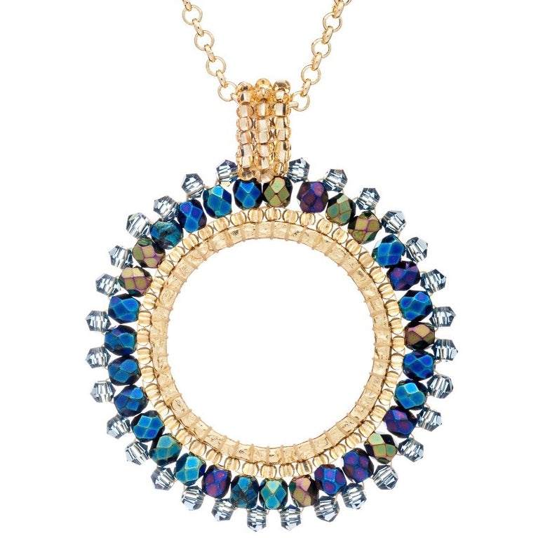 Blue Midnight Halona Crystal Hoop Necklace