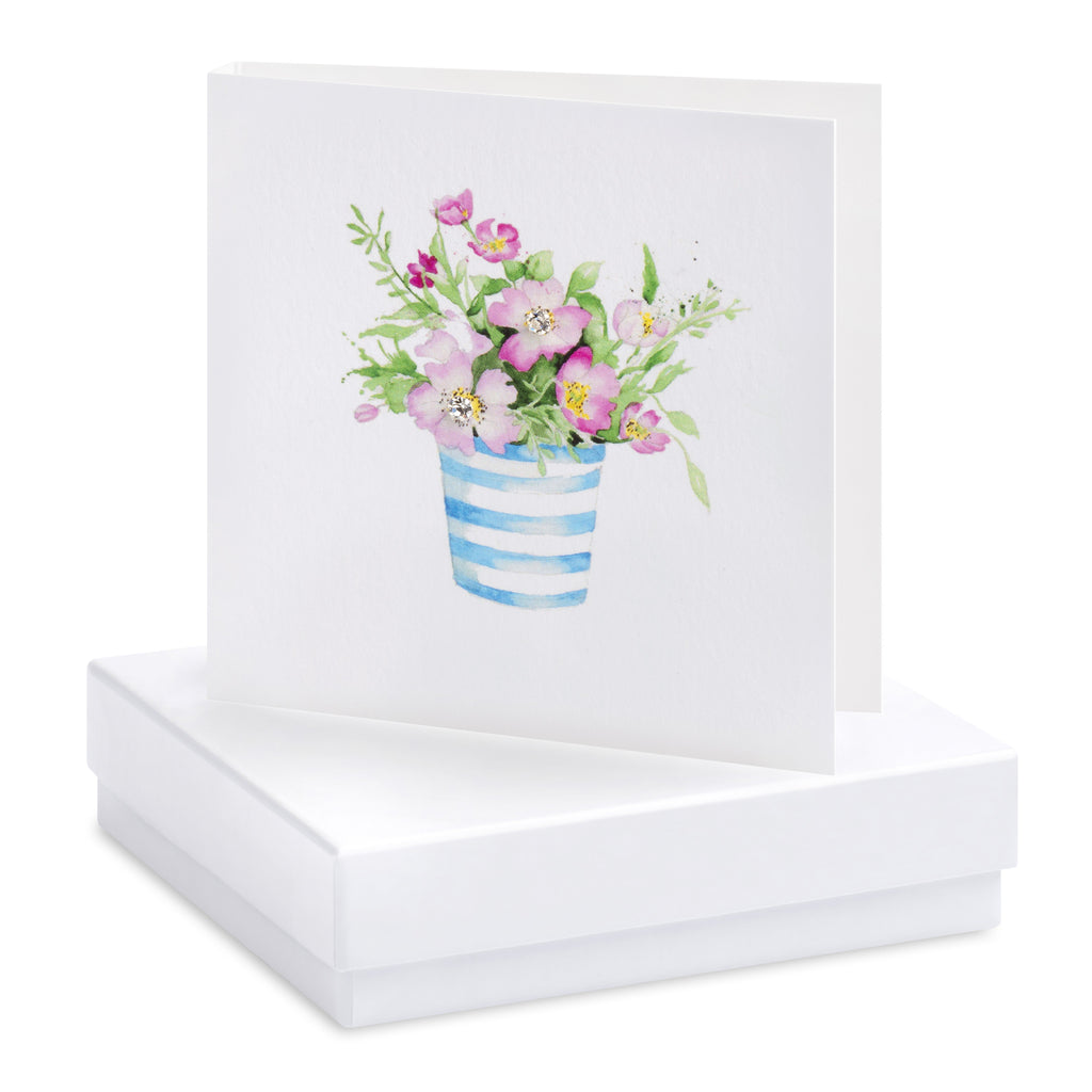 Boxed Stripey Pot Silver Earring Card