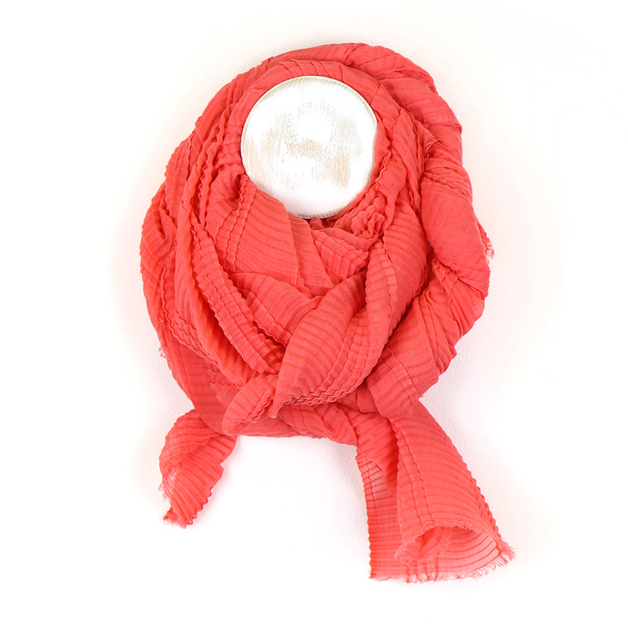 Coral Lightweight Crinkle Scarf