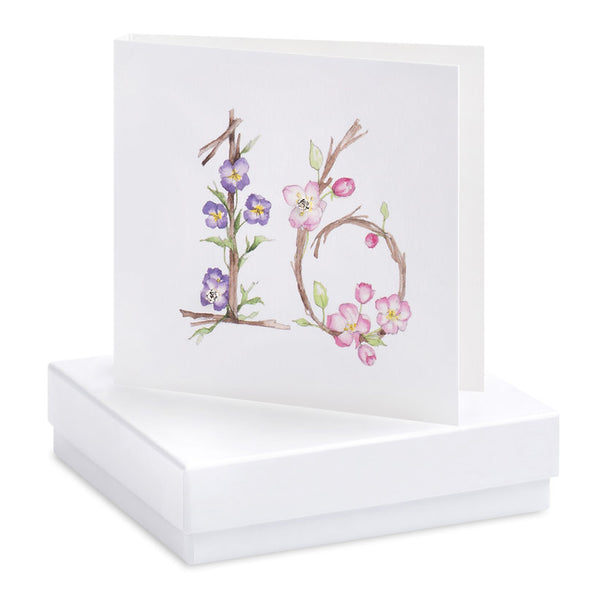 Boxed 16th Birthday Silver Earring Card