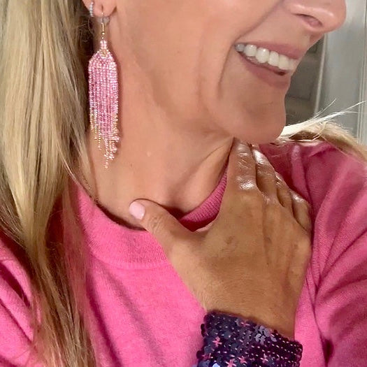 Pink & Gold Beaded Earrings