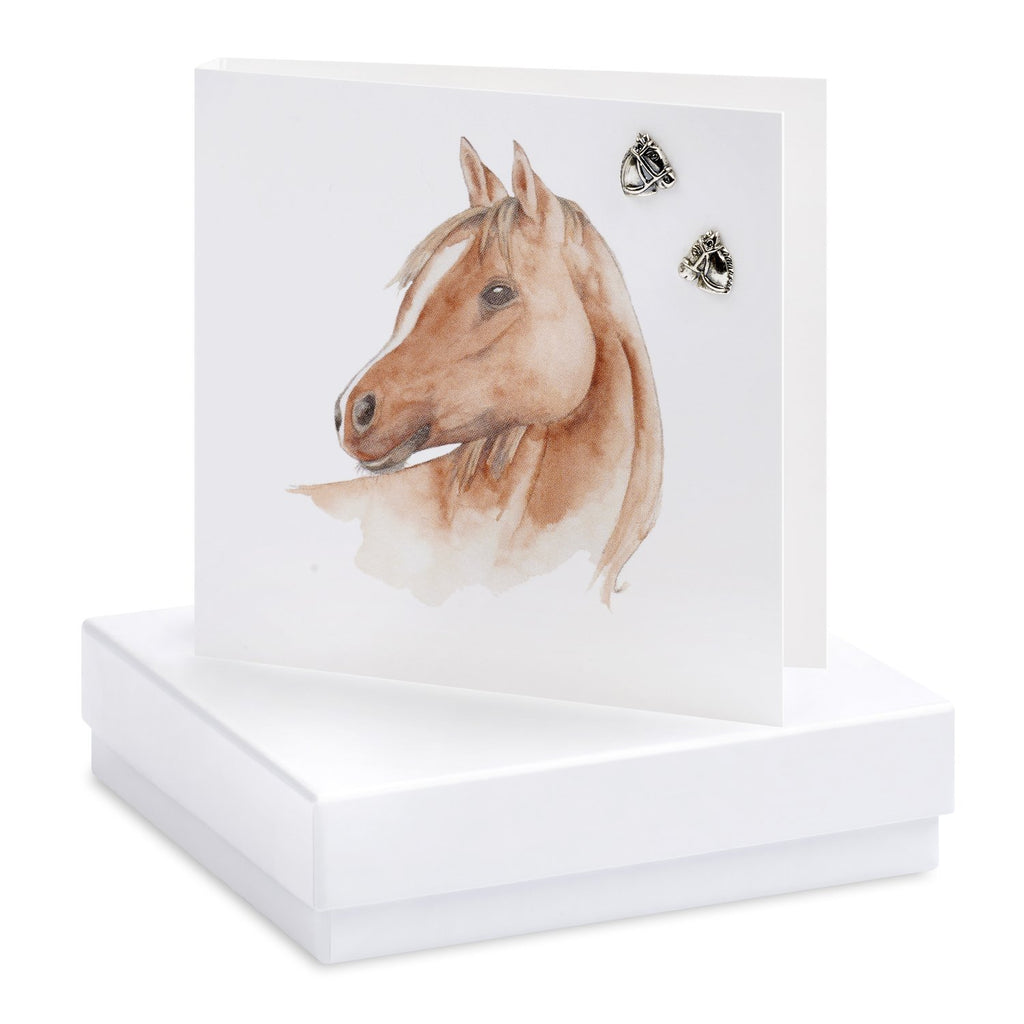 Boxed Horse Silver Earring Card