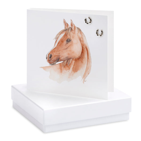 Boxed Horse Silver Earring Card