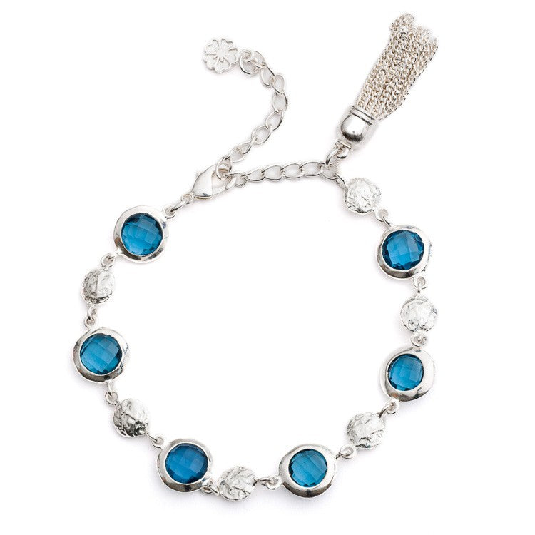 Blue Iolite Silver Tassel Bracelet