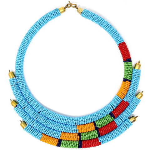 Turquoise Isolo Beaded Maasai Necklace