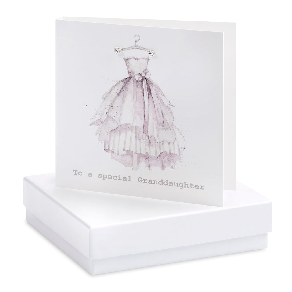 Copy of Boxed Granddaughter Party Dress Silver Earring Card