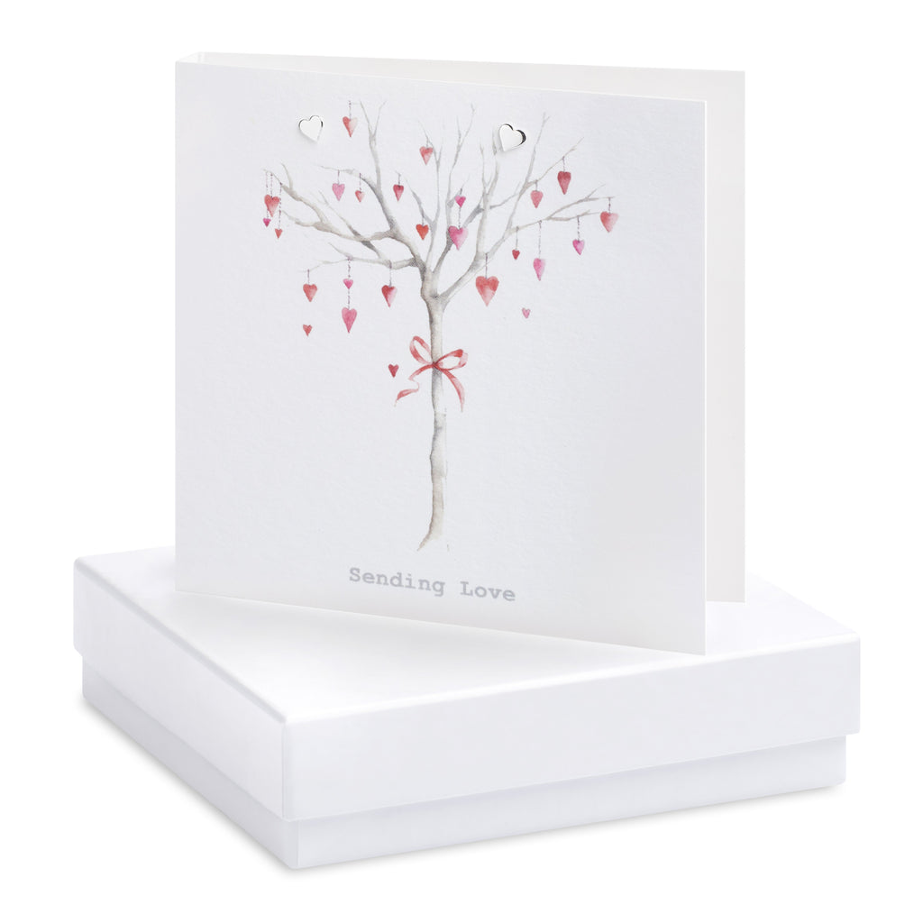 Boxed Heart Tree Silver Earring Card