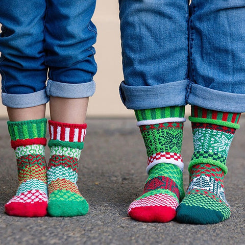 Mismatched Knitted Socks Mistletoe