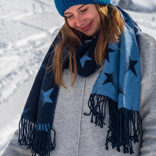 Navy & Sky Blue Reversible Star Scarf