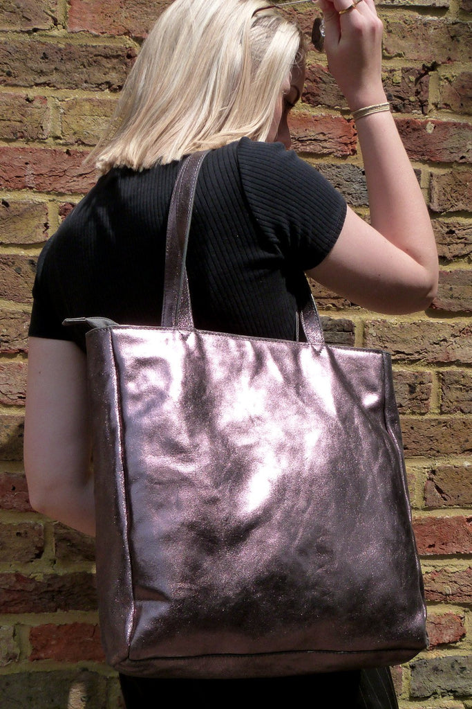 Tote Bag Metallic Pewter