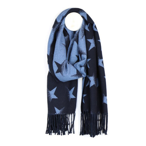 Navy & Sky Blue Reversible Star Scarf