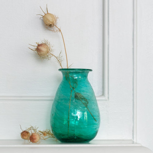 Padma Vase Recycled Glass Teal