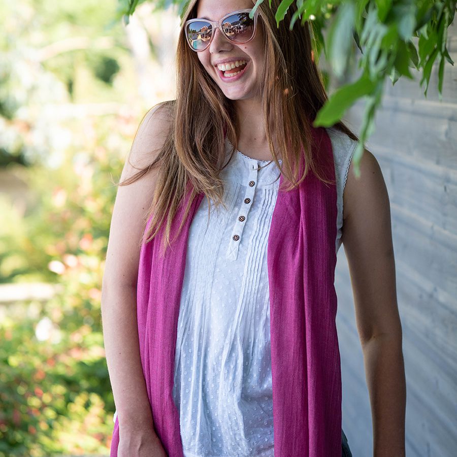 Raspberry Fringed Scarf