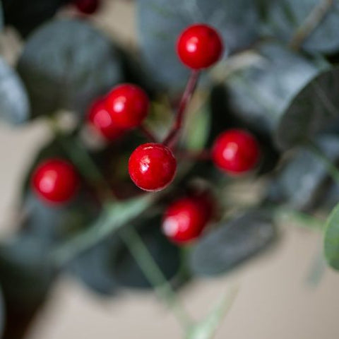 Faux Small Red Berry & Eucalyptus Wreath