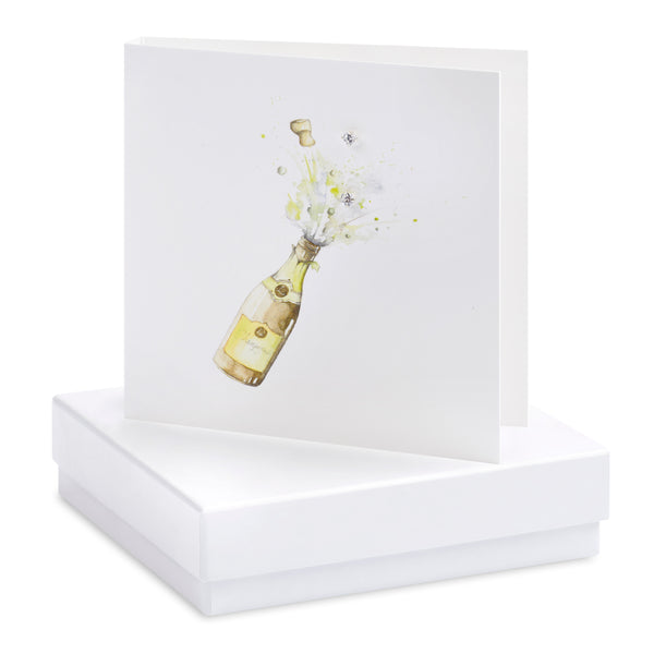 Boxed Champagne Silver Earring Card