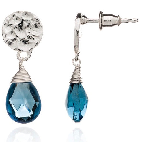 Blue Iolite Silver Drop Earrings