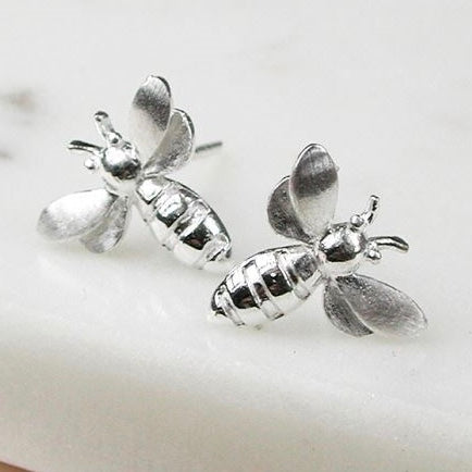 Sterling Silver Bee Stud Earrings