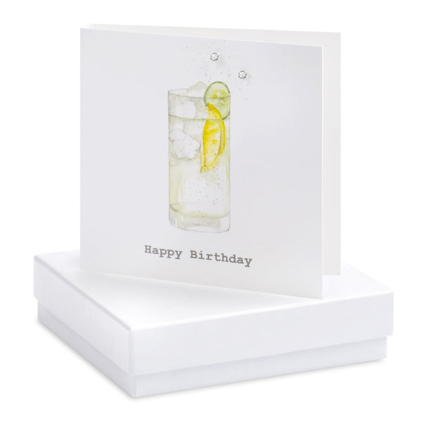 Boxed G&T Happy Birthday Silver Earring Card