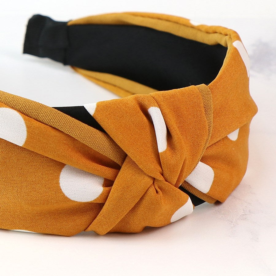 Mustard & White Polka Dot Headband