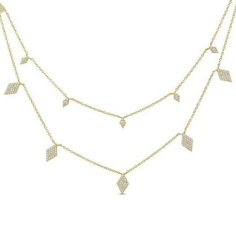 Gold Diamond Multi Chain Necklace