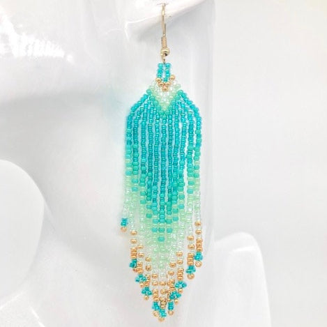 Teal & Turquoise Beaded Earrings