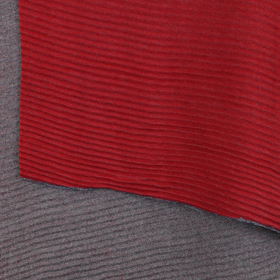 Red And Grey Pleated Reversible Scarf