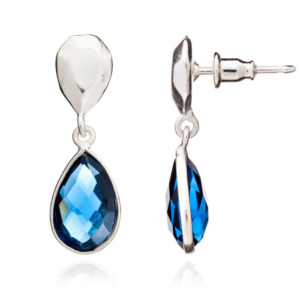 Blue Iolite Silver Drop Althai Earrings
