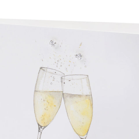 Boxed Champagne Glasses Silver Earring Card