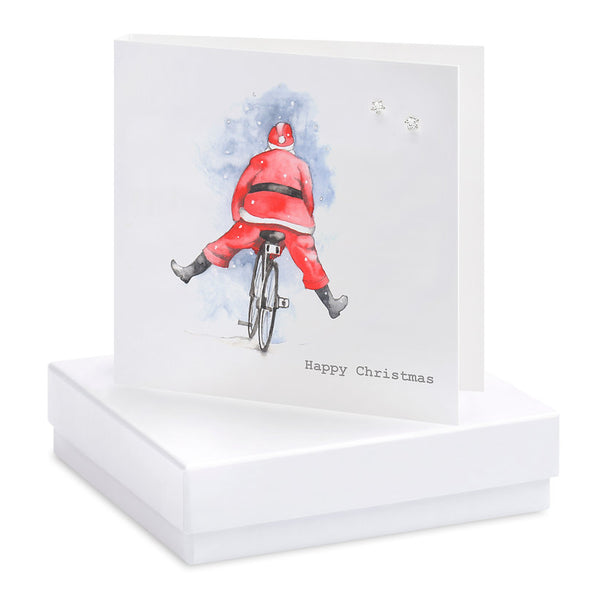 Boxed Father Christmas Silver Earring Card