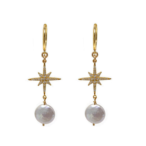 Gold Bella North Star Huggies Earrings