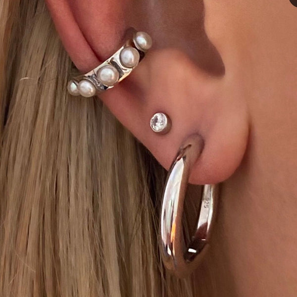 Silver Naked Hoop Earrings