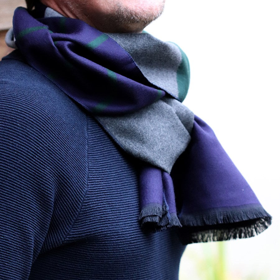 Men's Grey Green & Blue Soft Winter Scarf