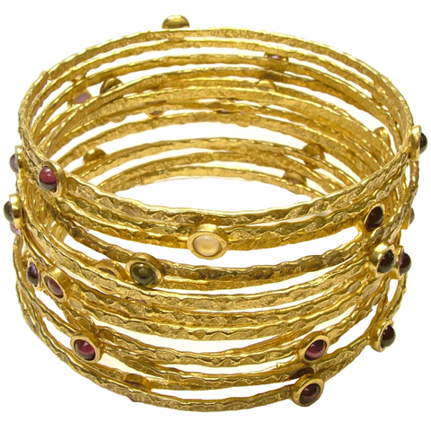 Moonstone Gold Plated Stacking Bangle
