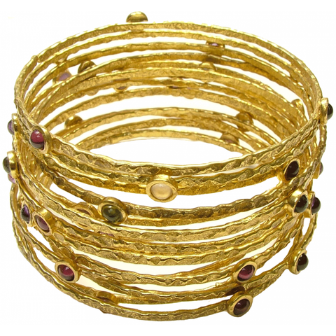 Gold Plated Lapis Lazuli Stacking Bangle