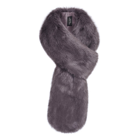 Grey Steel Faux Fur Loop Scarf