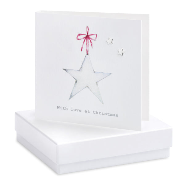Boxed Christmas Star Silver Earring Card