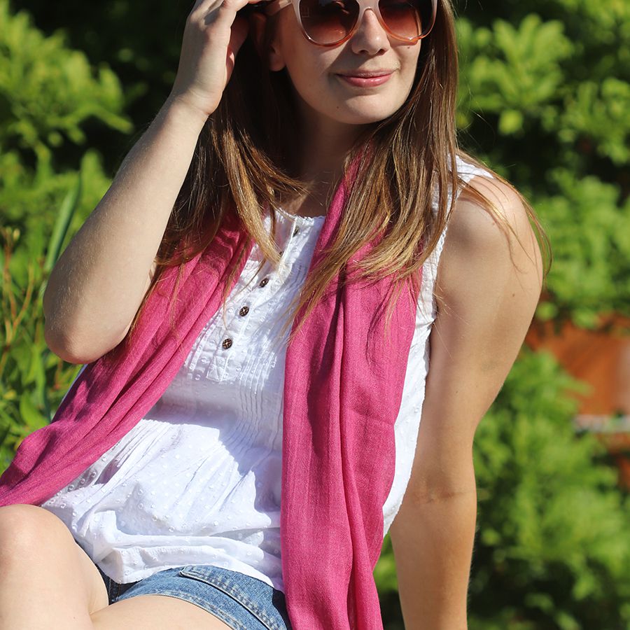 Raspberry Fringed Scarf