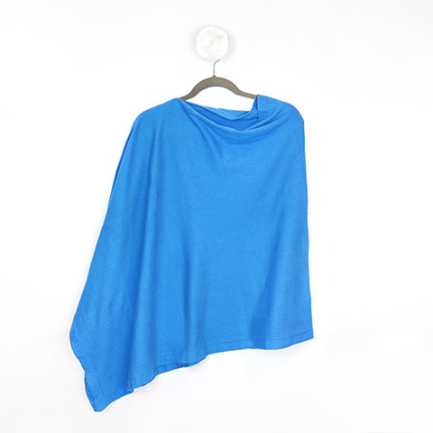 Blue Cotton Fine Knit Poncho