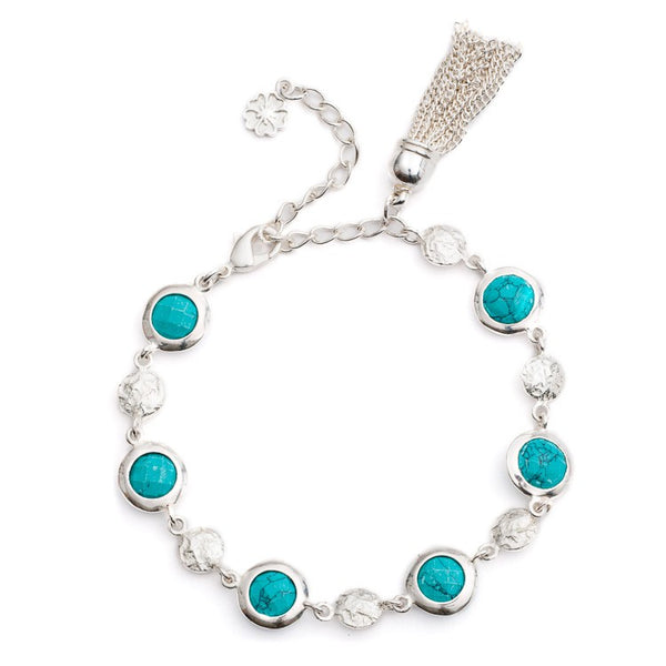 Turquoise Silver Tassel Bracelet