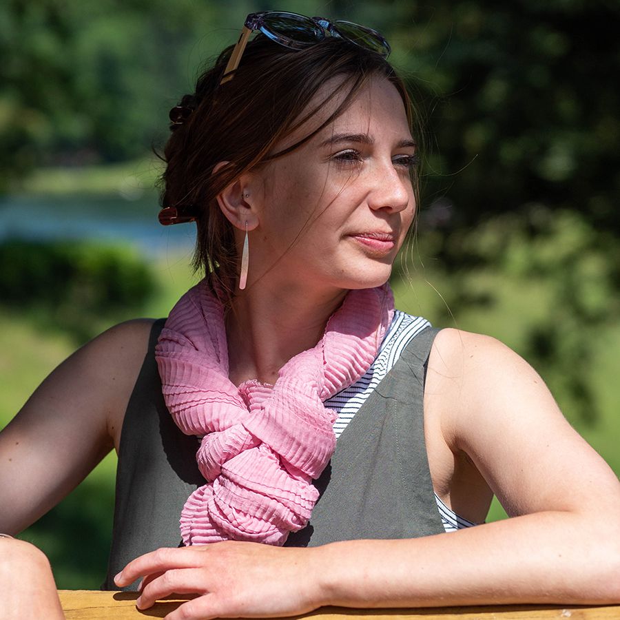 Rose Pink Lightweight Crinkle Scarf