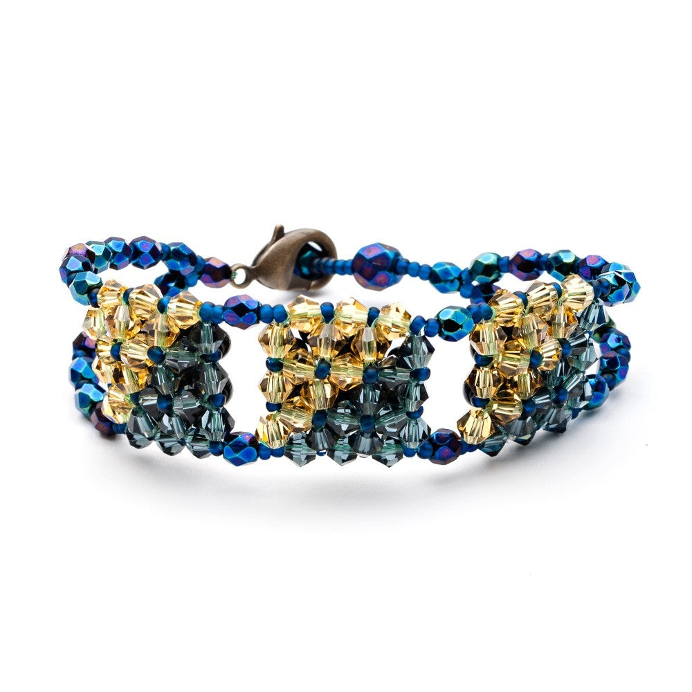 Blue Midnight Cubo Beaded Crystal Bracelet